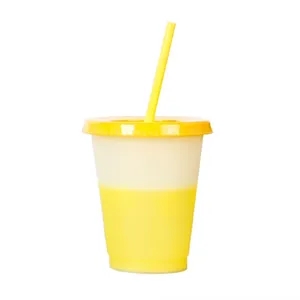 16 oz Color Changing Stadium Cups with Lid and Straw