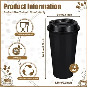 Beverage Mug Reusable 16 OZ With Lid