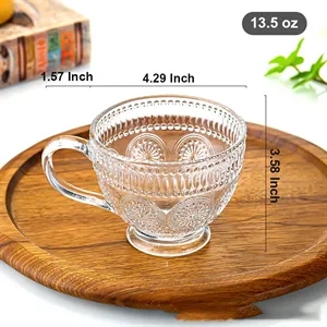 Embossed Glassware Vintage Coffee Mugs Cups