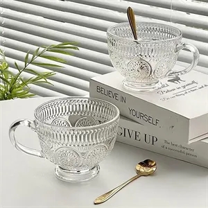 Embossed Glassware Vintage Coffee Mugs Cups