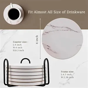 Marble Style Ceramic Drink Coaster for Tabletop Protection