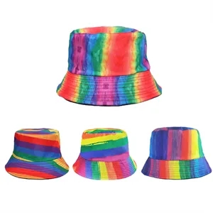 Stylish Tie-Dye Colorblocked Striped Fisherman's Hat