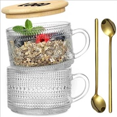 14oz Embossed Glass Iced Coffee Mugs Cups with Lids 14oz Embossed Glass Iced Coffee Mugs Cups with Lids