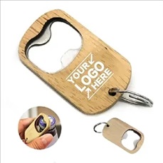 2-in-1 Wooden Bottle Opener Keychain