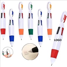 4-Color Pen With Carabiners Clip
