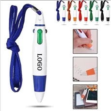 4 Switch Colors Retractable Ballpoint Pen With Lanyard