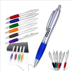 Click Satin Gray Finish Plastic Ballpoint Pen