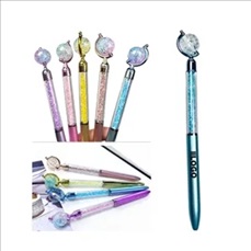 Crystal Globe Metal Refillable Twist Action Ballpoint Pen