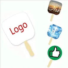 Customiable Shaped Paper Hand Fan with Wood Handle