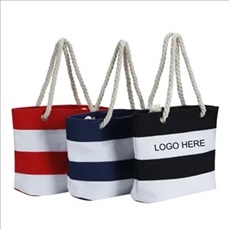 Large Capacity Striped Canvas Tote