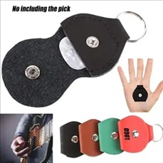 Leather Guitar Pick Holder Case Keychain