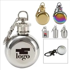 Mini Stainless Steel Hip Flask with Keychain 1 OZ