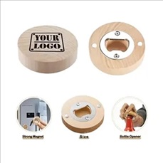 Round Wooden Magnet Bottle Opener