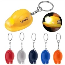 Safety Helmet LED Light Up Flashlight Keychain