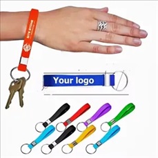 Screen Printed Silicone Wristband Keychain