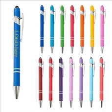 Soft Touch Metal Ballpoint Pen With Color Stylus Tip