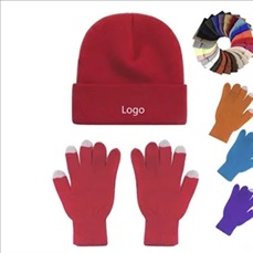 Winter Beanie Hat Gloves Set