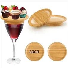 Wooden Wine Glass Lid Dessert Treat Tray